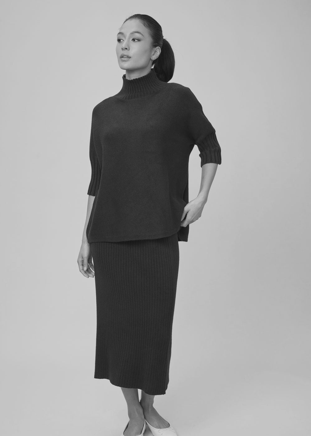 Pistache Funnel Neck Knit Sweater Style - F23857