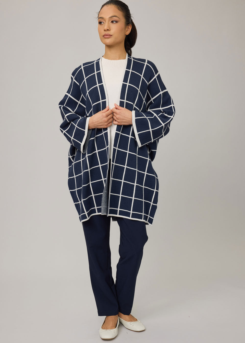 Pistache Check Knit Coat Style - Y9380