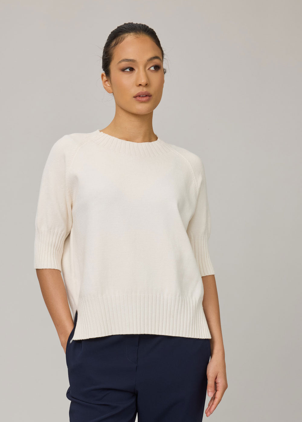 Pistache Short Sleeve Crew Knit Sweater Style - F24255