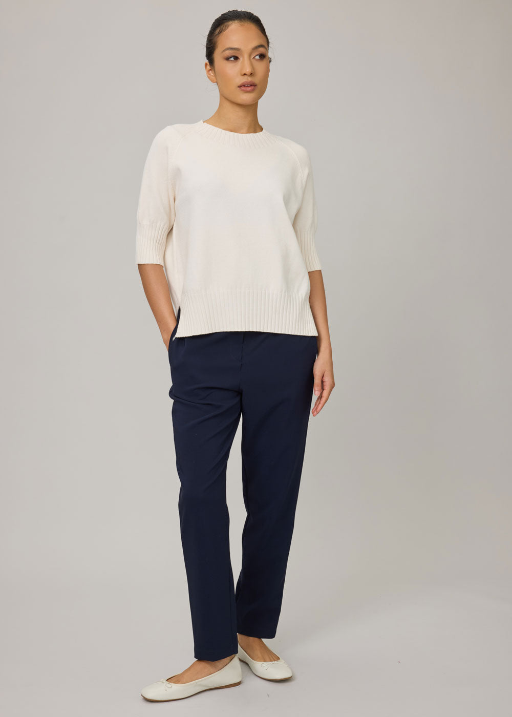 Pistache Short Sleeve Crew Knit Sweater Style - F24255