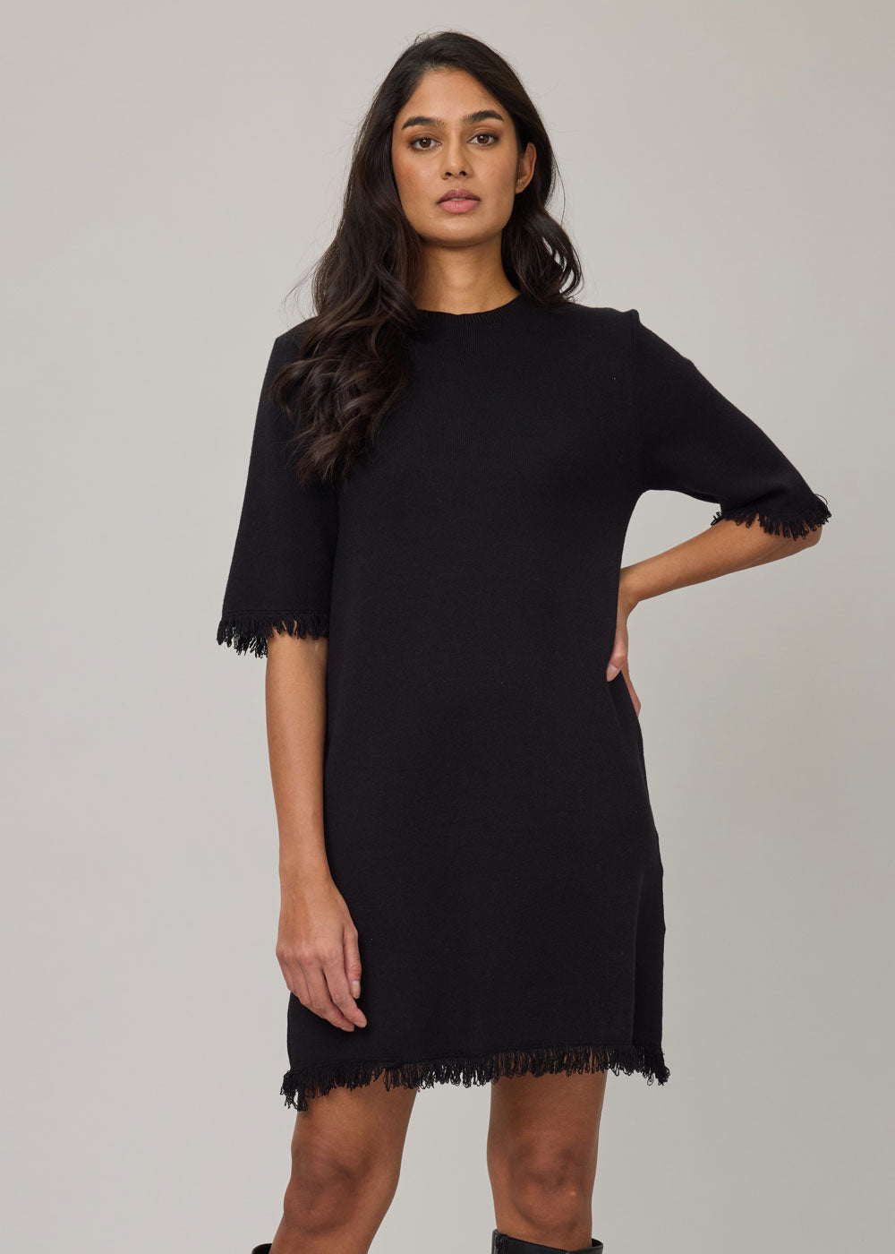 Pistache Fringe Knit Dress Style - Y9376