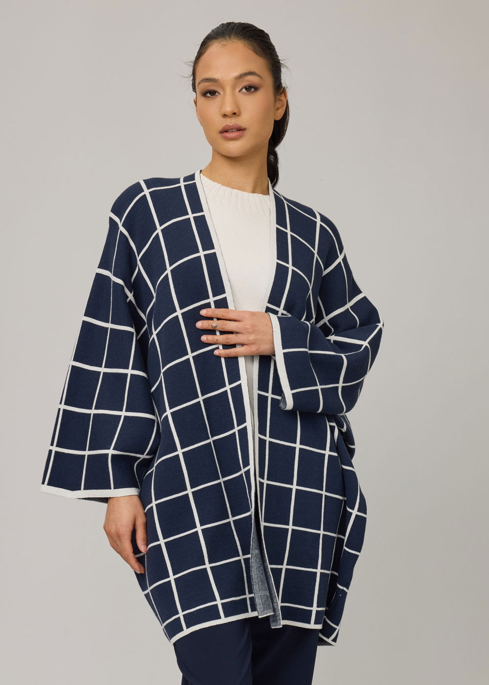Pistache Check Knit Coat Style - Y9380