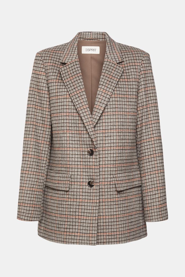 Esprit Oversized Check Wool Blazer - Style 082EE1G306