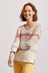 Tribal 3/4 Sleeve V-Neck Sweater - Style 76660