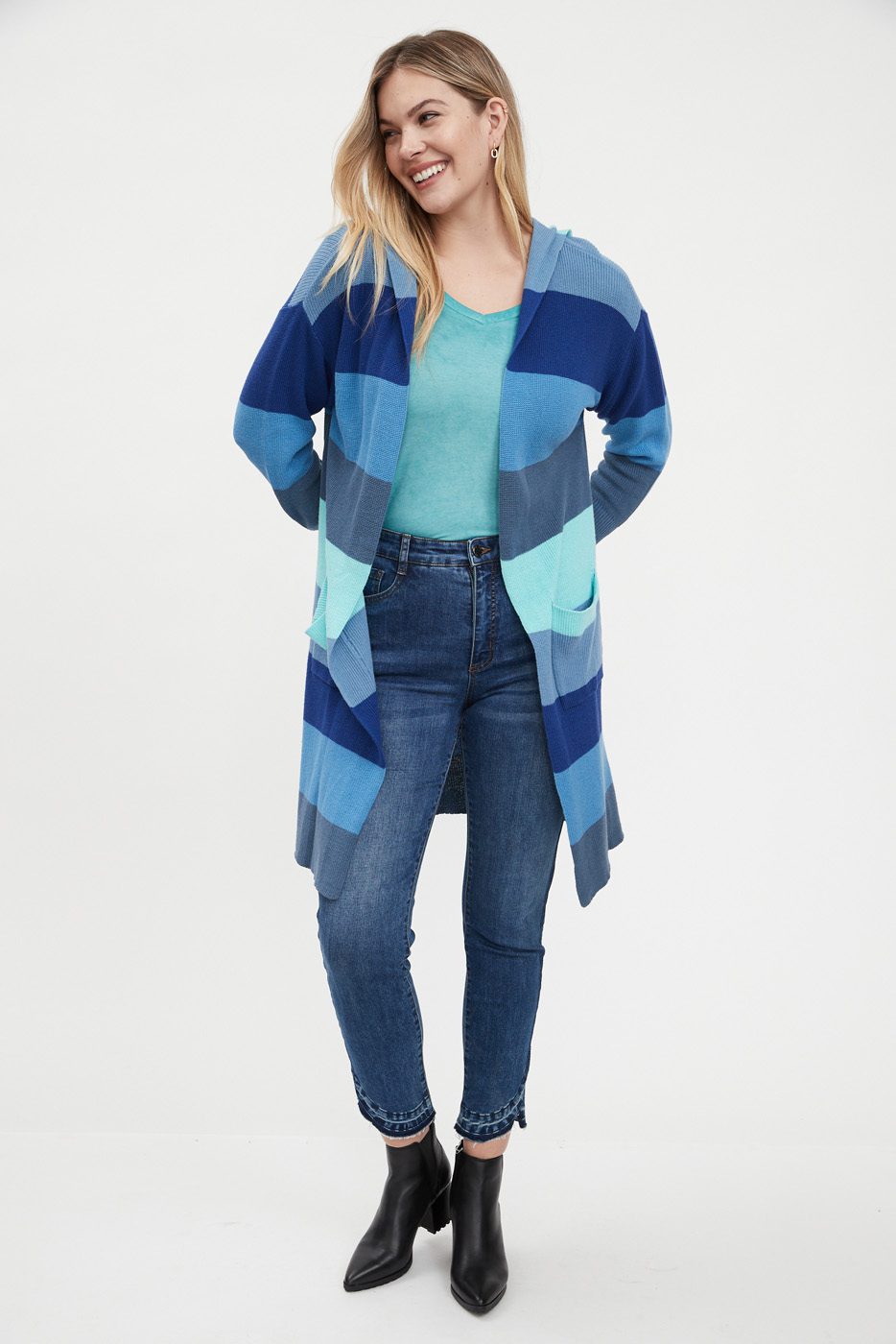 FDJ Striped Hooded Cardigan - Style 1665314