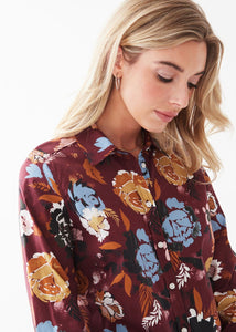 FDJ Printed Long Sleeve Poplin Shirt - Style 7102623