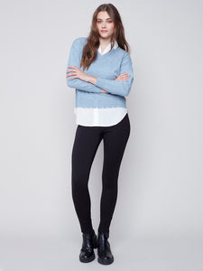 Charlie B Sweater w/ Shirt Collar - Style C2568