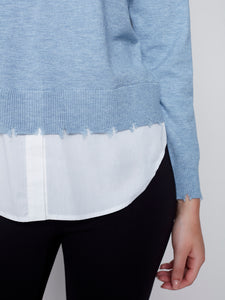 Charlie B Sweater w/ Shirt Collar - Style C2568