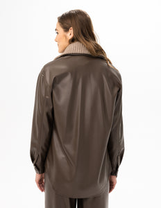 Renuar Vegan Leather Blouse - Style R5006